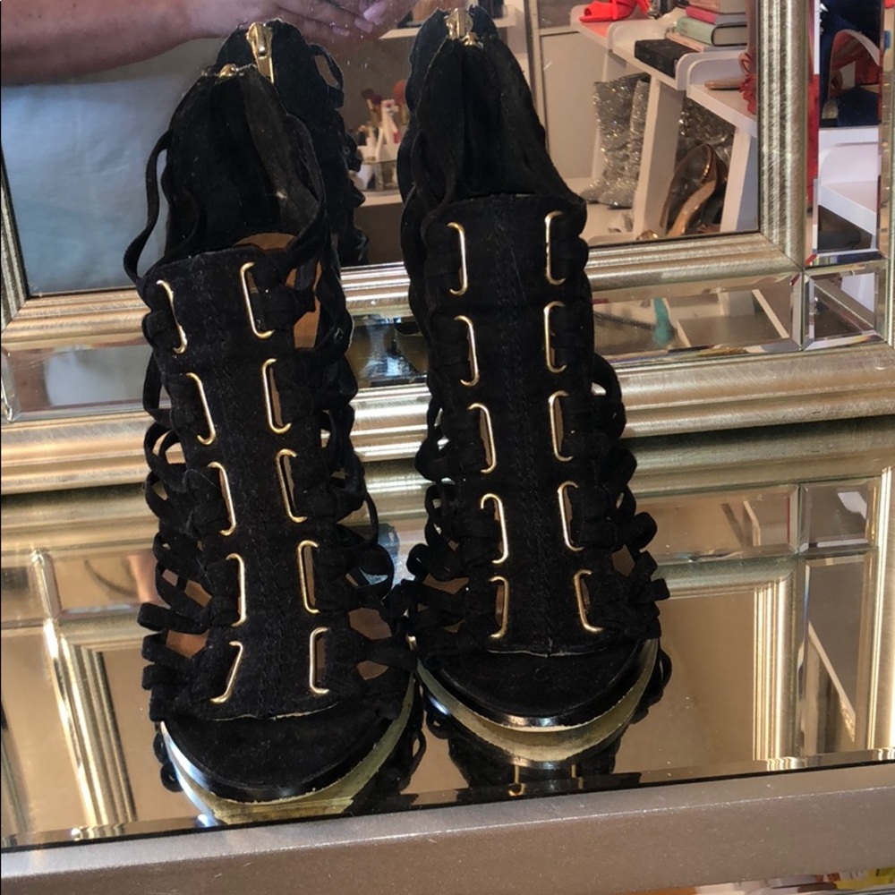 Forever 21 Faux suede booties. Gold hardware